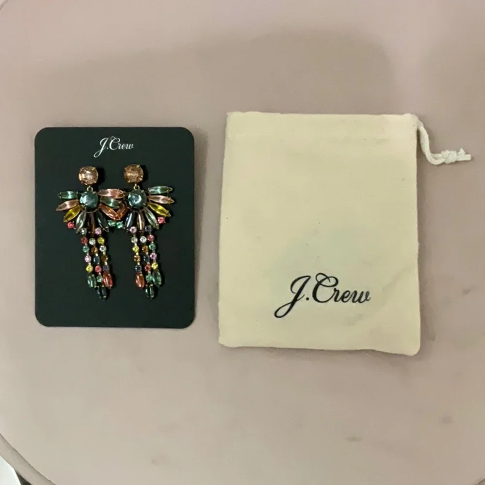 J. Crew Multicolor Crystal Fan Drop Earrings